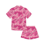 Beautiful dragonfly pink background Kids' Boys' Girls' V-Neck Short Pajama Set