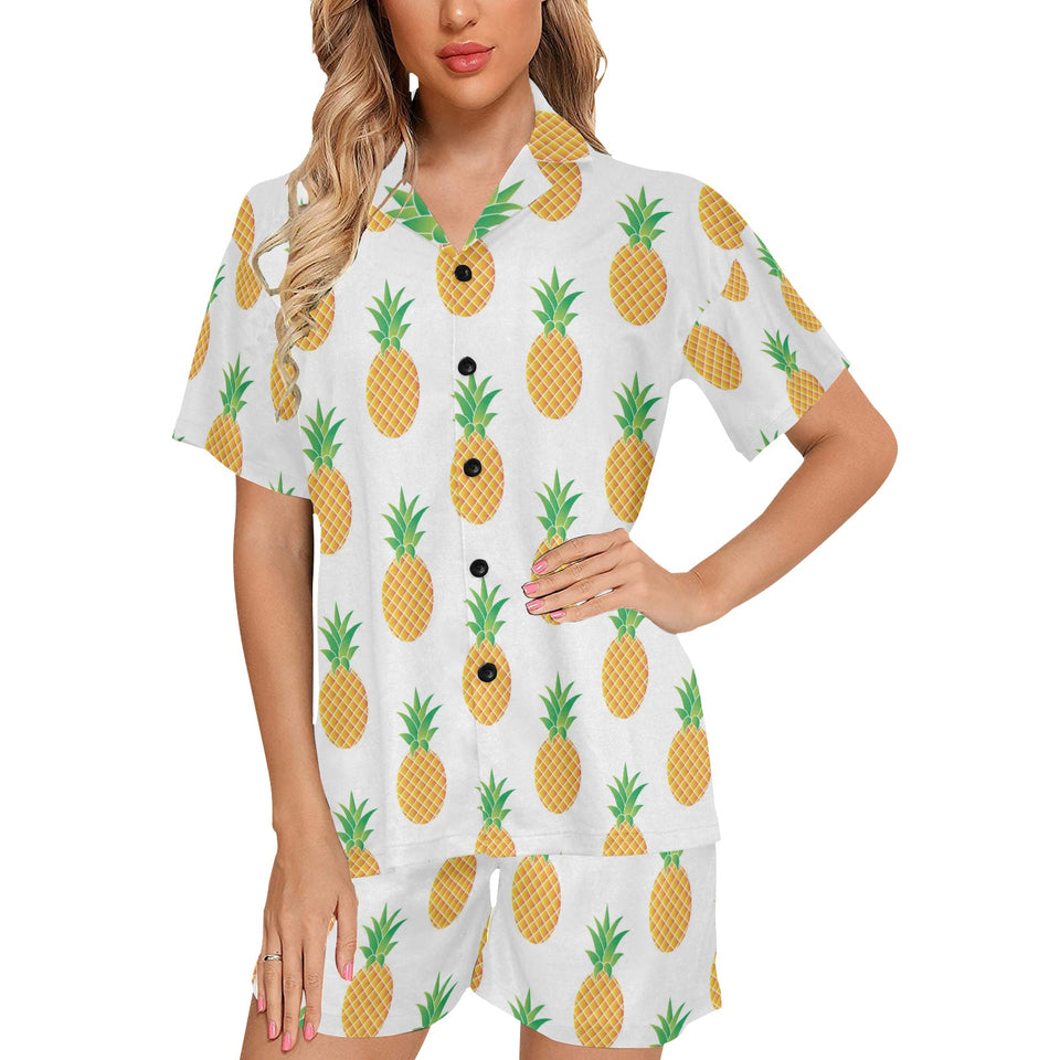 Pineapples pattern Women's V-Neck Short Pajama Set