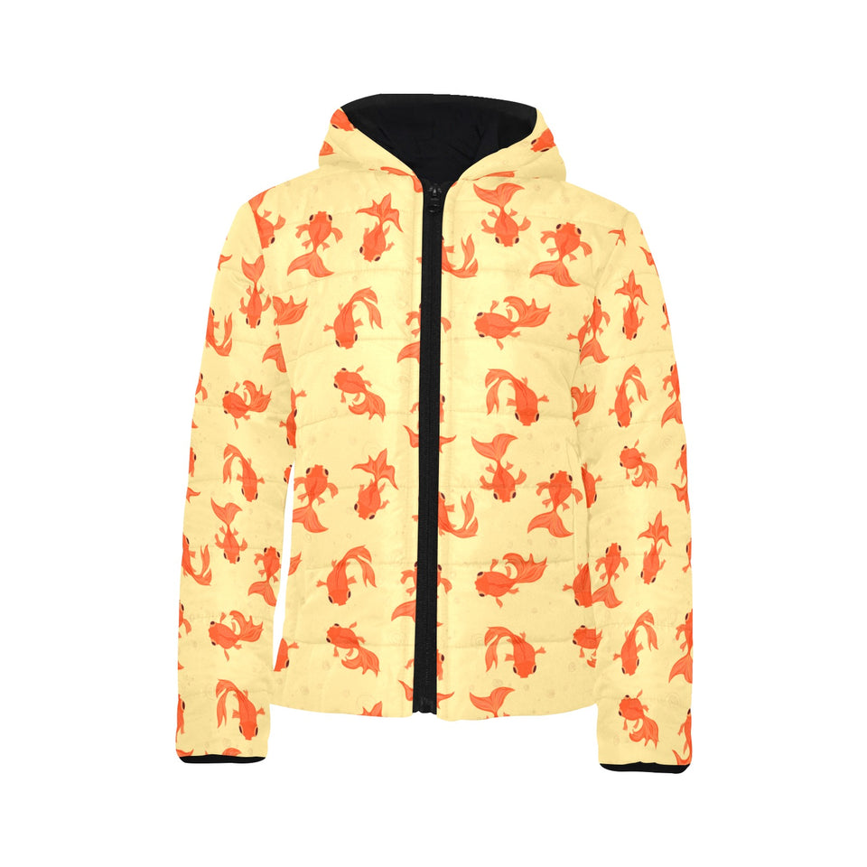 Goldfish Pattern Print Design 02 Kids' Boys' Girls' Padded Hooded Jacket