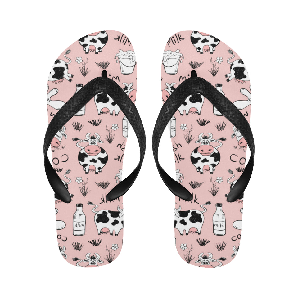 Cows milk product pink background Unisex Flip Flops