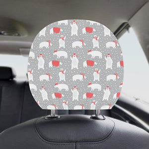 Cute polar bear christmas snow pattern Car Headrest Cover