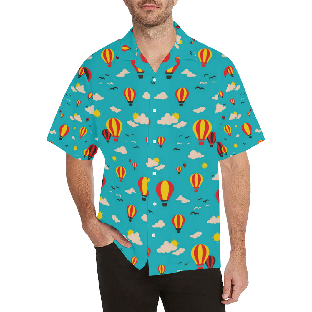 Hot Air Balloon Sky Pattern Men's All Over Print Hawaiian Shirt