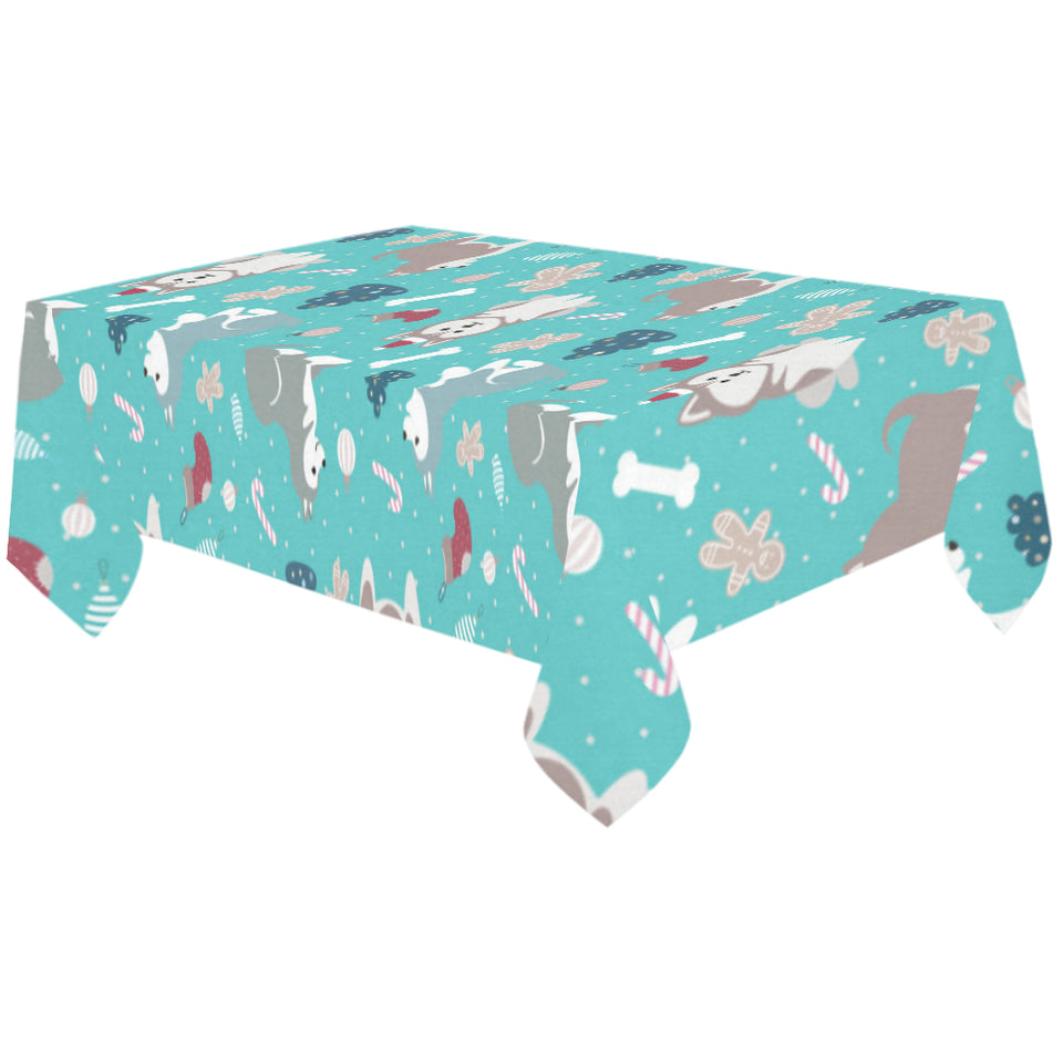 Christmas cute siberian husky puppie pattern Tablecloth
