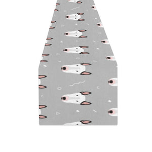 Bull Terrier Pattern Print Design 05 Table Runner