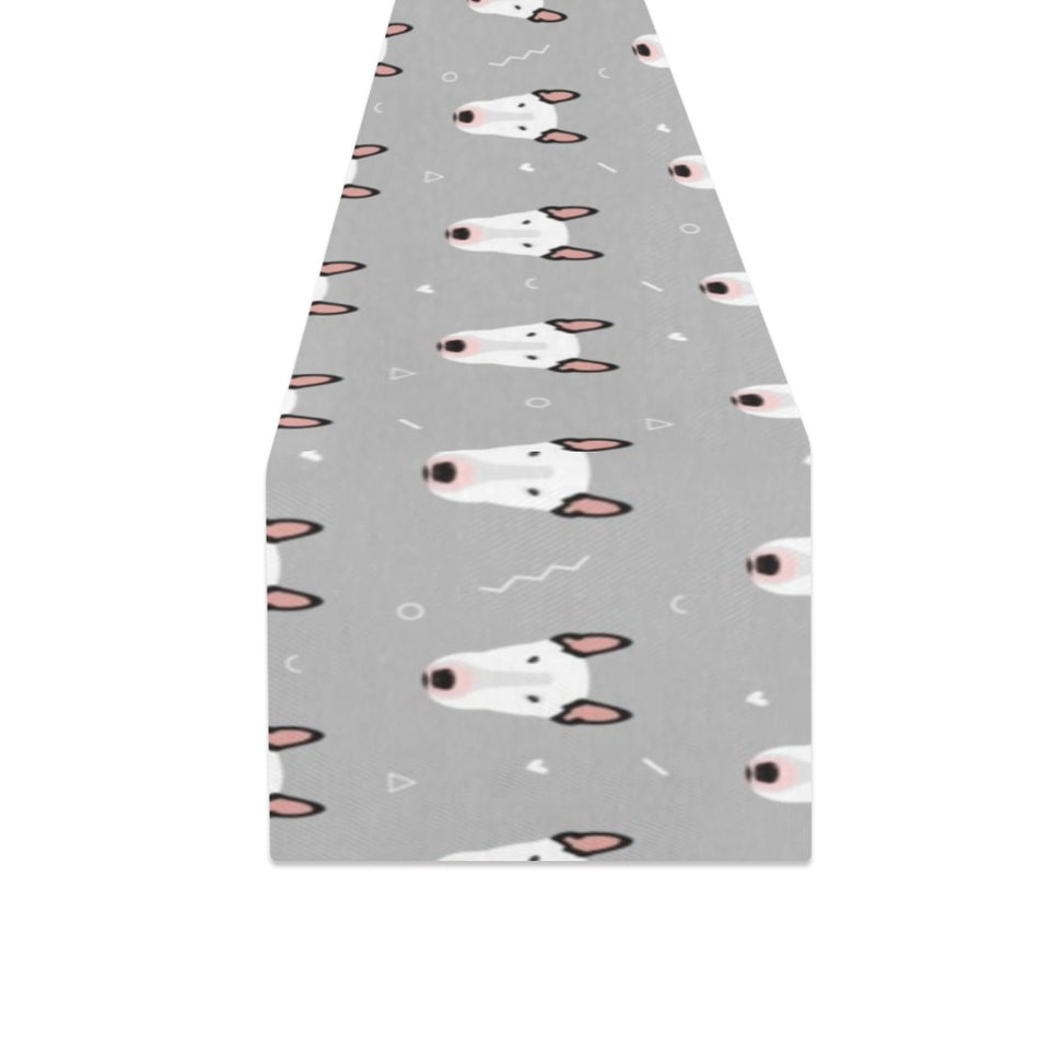 Bull Terrier Pattern Print Design 05 Table Runner