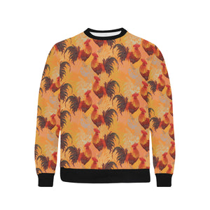 red rooster chicken cock pattern Men's Crew Neck Sweatshirt