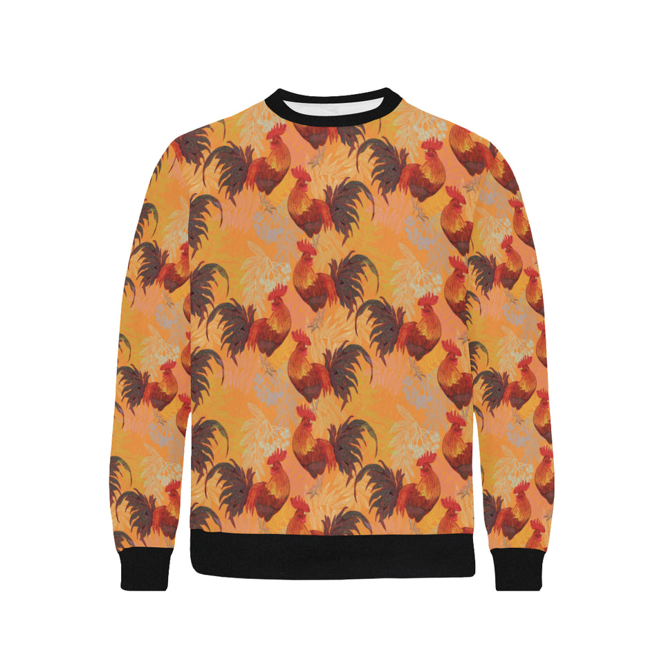 red rooster chicken cock pattern Men's Crew Neck Sweatshirt