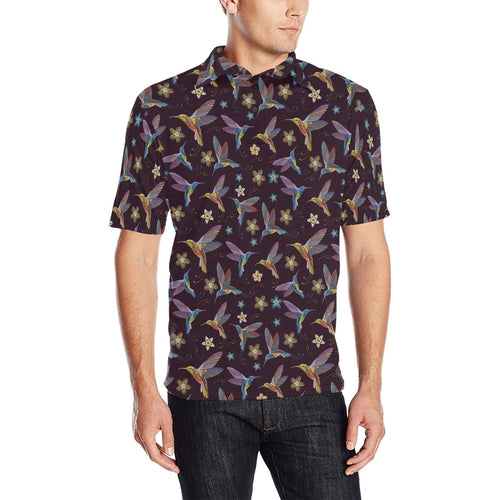 Hummingbird Pattern Print Design 04 Men's All Over Print Polo Shirt