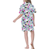 Stingray Pattern Print Design 01 Kids' Boys' Girls' V-Neck Short Pajama Set