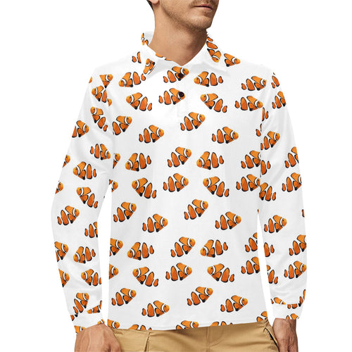 Clown Fish Pattern Print Design 03 Men's Long Sleeve Polo Shirt