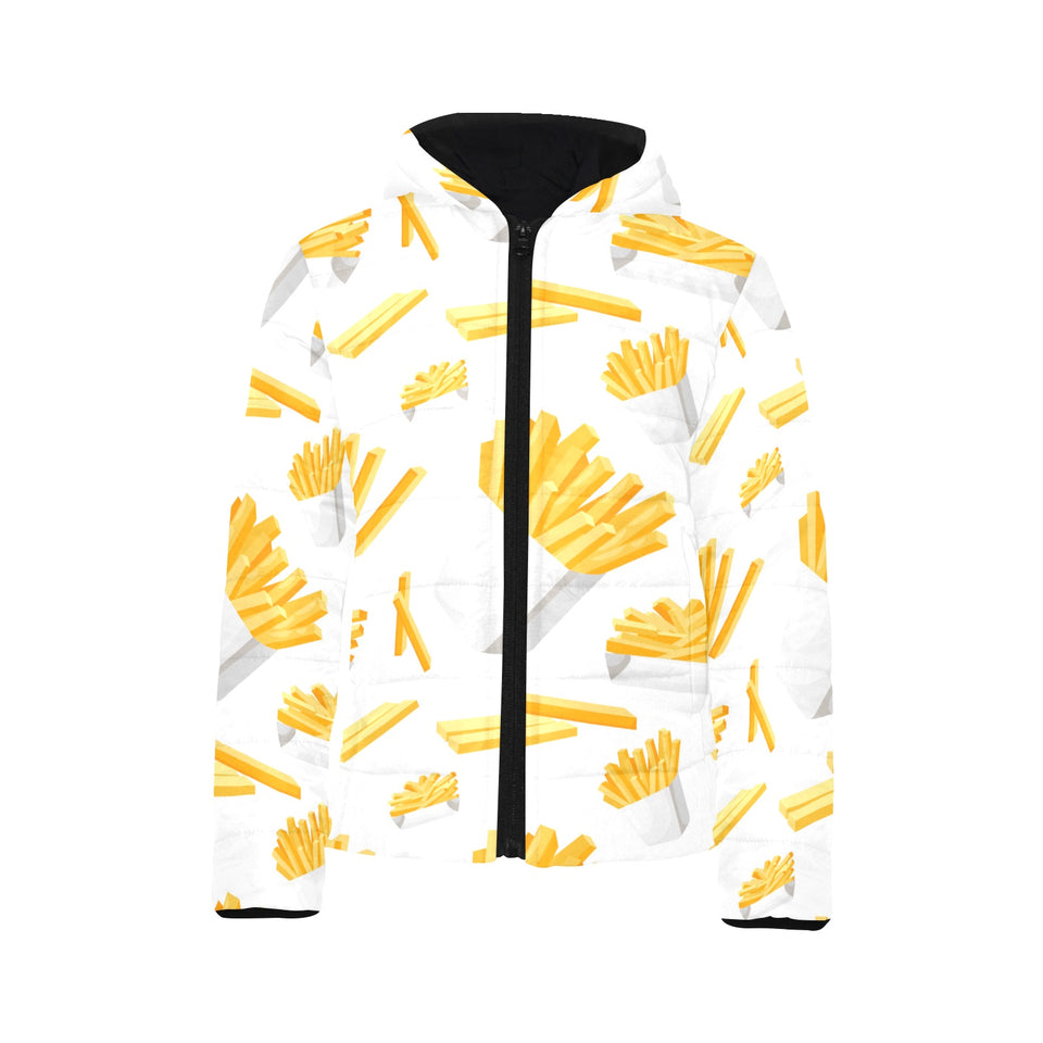 French fries white paper box pattern Kids' Boys' Girls' Padded Hooded Jacket