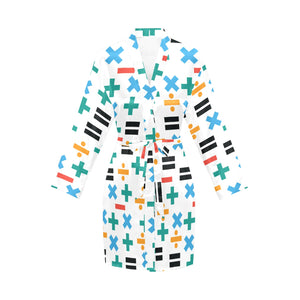 Math Pattern Print Design 05 Women's Long Sleeve Belted Night Robe