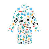 Math Pattern Print Design 05 Women's Long Sleeve Belted Night Robe