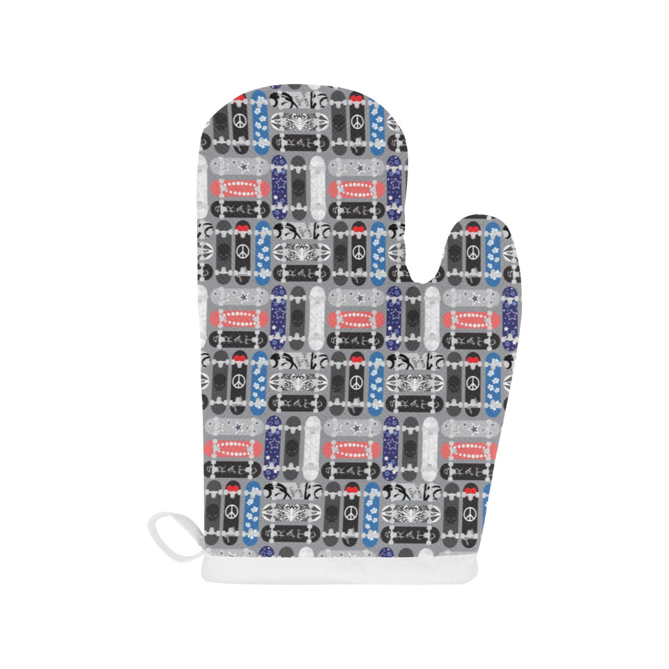 Skate Board Pattern Print Design 04 Heat Resistant Oven Mitts