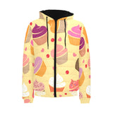 cake cupcake heart cherry pattern Men's Padded Hooded Jacket
