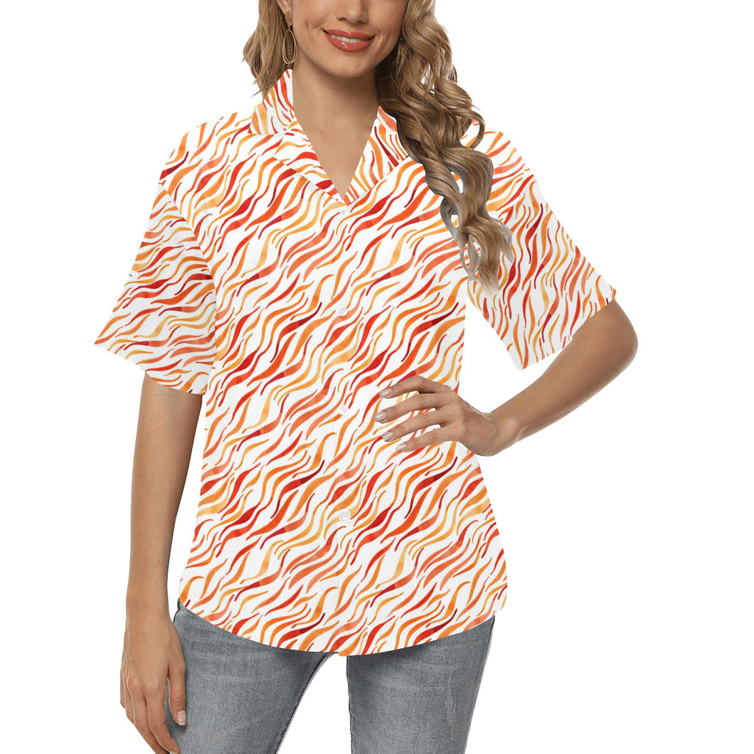 Fire flame watercolor pattern Women's All Over Print Hawaiian Shirt