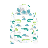 watercolor crocodile pattern Men's Padded Hooded Jacket