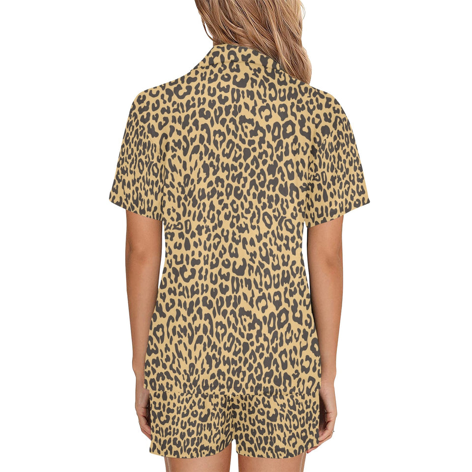 Leopard skin print Women's V-Neck Short Pajama Set