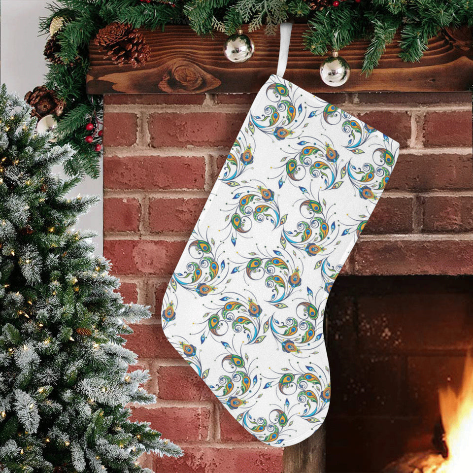 Peacock feather pattern Christmas Stocking