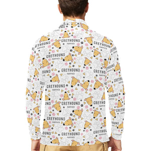 Greyhound Pattern Print Design 03 Men's Long Sleeve Polo Shirt