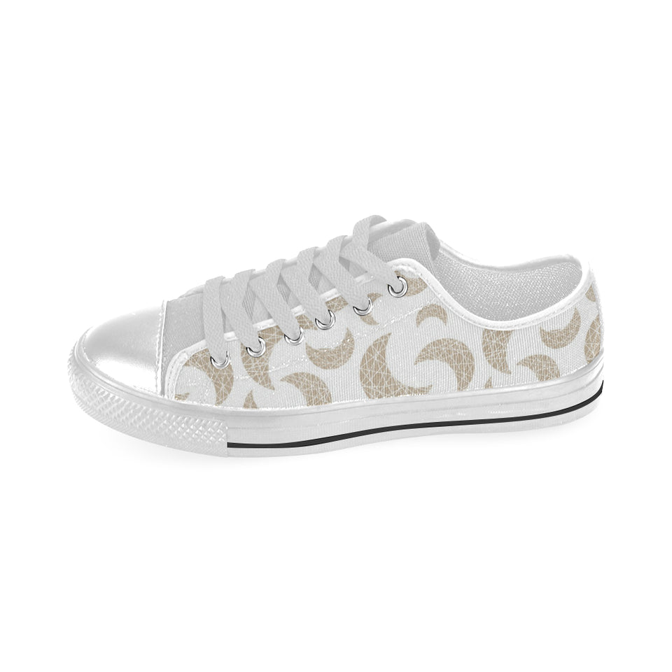 Cool gold moon abstract pattern Men's Low Top Canvas Shoes White