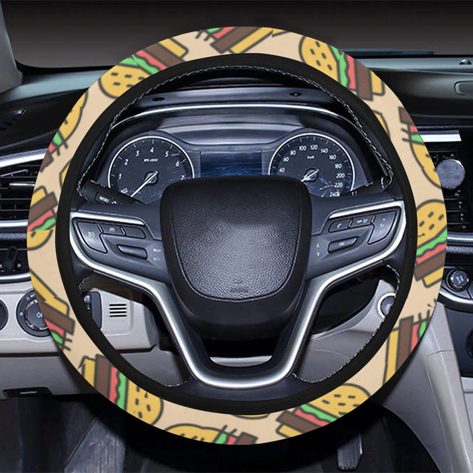 Hamburger Pattern Print Design 01 Car Steering Wheel Cover
