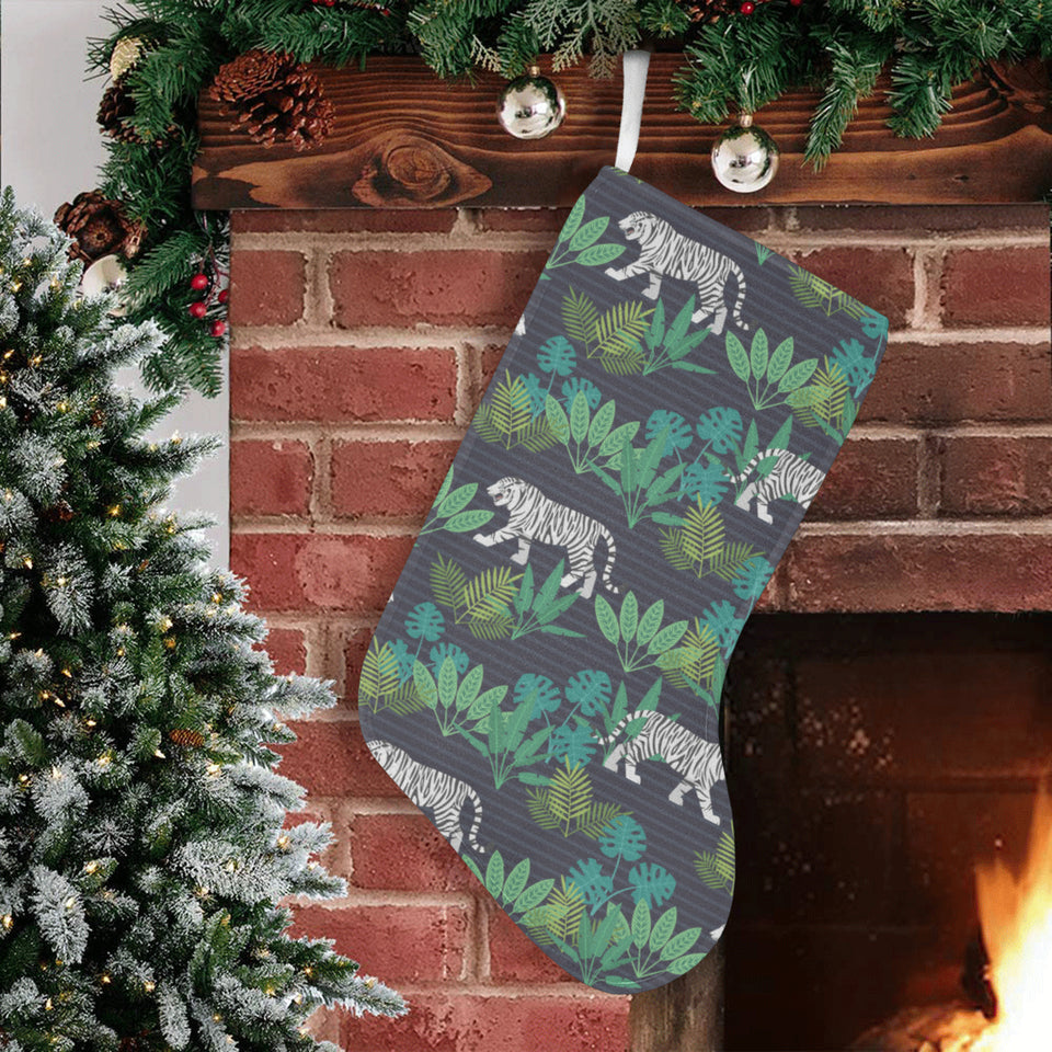 white bengal tigers tropical plant Christmas Stocking