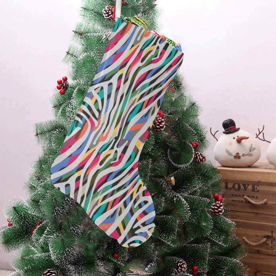 Colorful zebra skin pattern Christmas Stocking