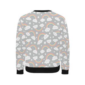 Cute rainbow clound star pattern Men's Crew Neck Sweatshirt