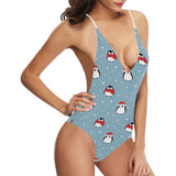 Cute penguin christmas snow pattern Women's One-Piece Swimsuit