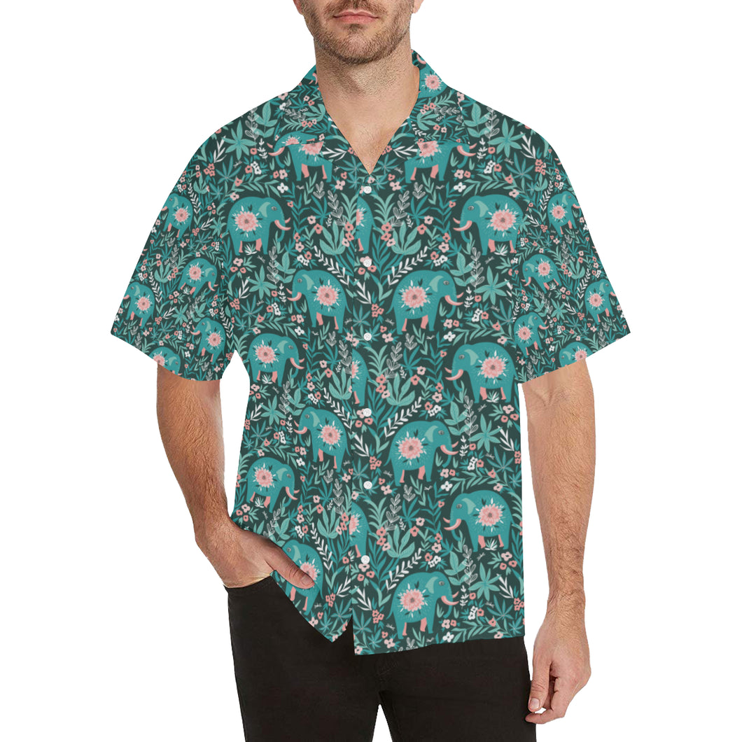 Elephants jungle pattern Men's All Over Print Hawaiian Shirt