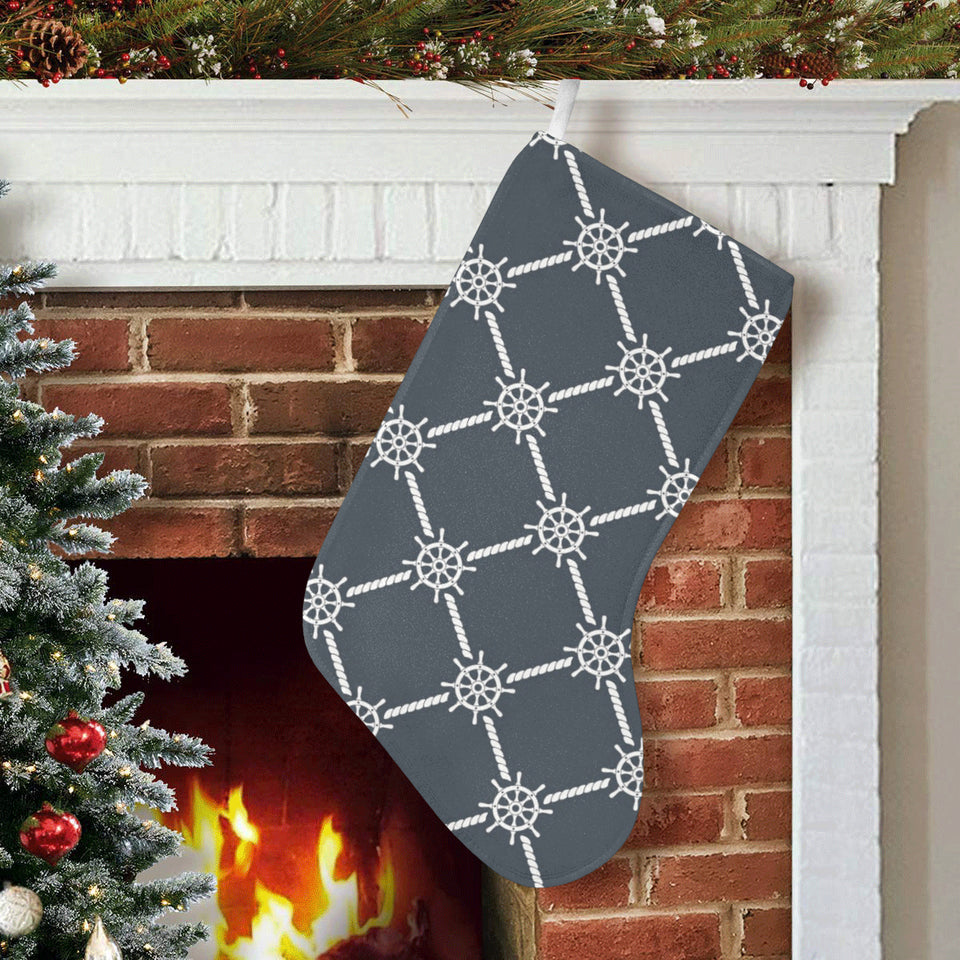 nautical steering wheel rope pattern Christmas Stocking