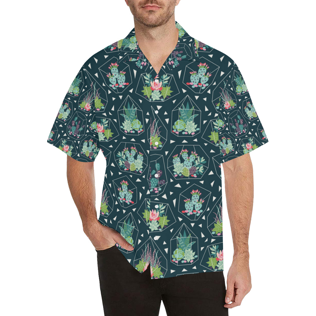Cactus glass terrarium pattern Men's All Over Print Hawaiian Shirt
