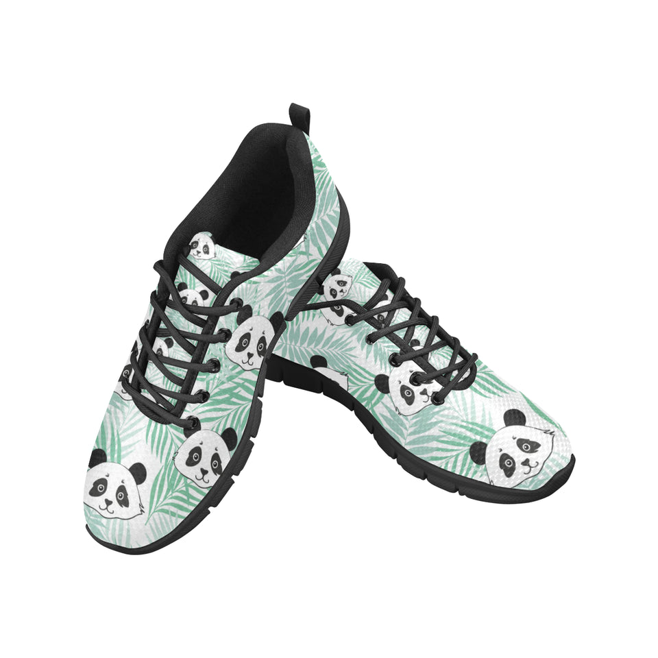 Panda pattern tropical leaves background Women's Sneaker Shoes