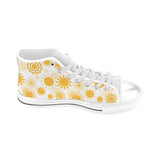 Sun design pattern Men's High Top Canvas Shoes White