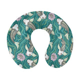 Koi Fish Carp Fish lotus pattern U-Shaped Travel Neck Pillow