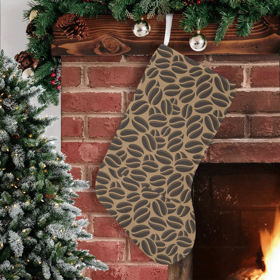 Coffee bean on brown background Christmas Stocking