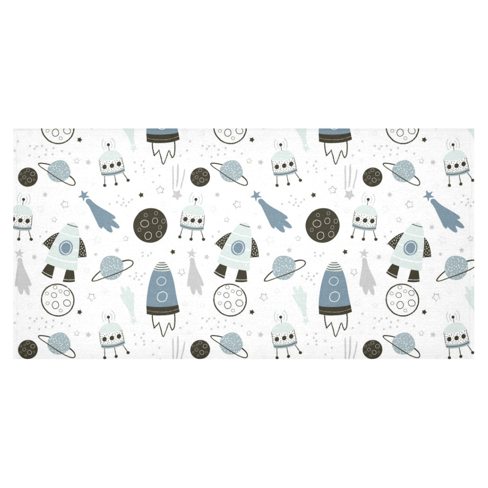 Hand drawn space elements space rocket star planet Tablecloth