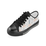 Polar bears star poka dot pattern Kids' Boys' Girls' Low Top Canvas Shoes Black