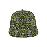 Cute sloths tropical palm leaves black background All Over Print Snapback Cap