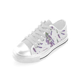 lavender flower design pattern Men's Low Top Canvas Shoes White