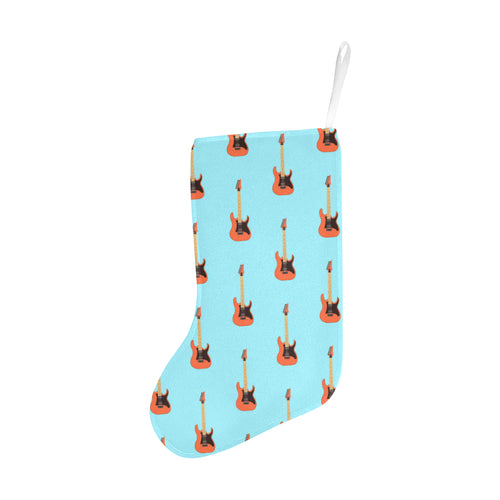 electric guitar pattern light blue background Christmas Stocking