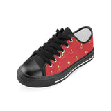 strawberry texture skin pattern Women's Low Top Canvas Shoes Black