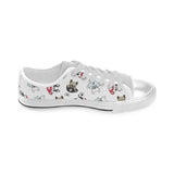 French bulldog cup paw pattern Men's Low Top Shoes White