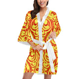 Fire flame design pattern Women's Short Kimono Robe
