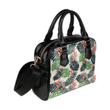 heliconia flowers, palm and monstera leaves Shoulder Handbag