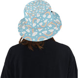 Cute rainbow clound star pattern blue background Unisex Bucket Hat