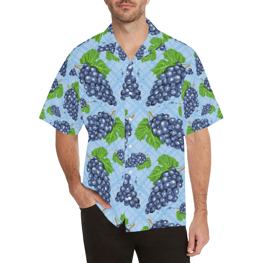 Watercolor grape pattern Men's All Over Print Hawaiian Shirt