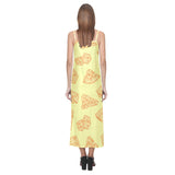 Cheese design pattern V-Neck Open Fork Long Dress