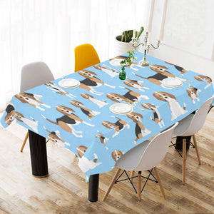 Beagle dog blue background pattern Tablecloth